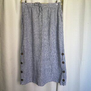 Tahari 100% Linen Button-Side Midi Skirt – Size Large